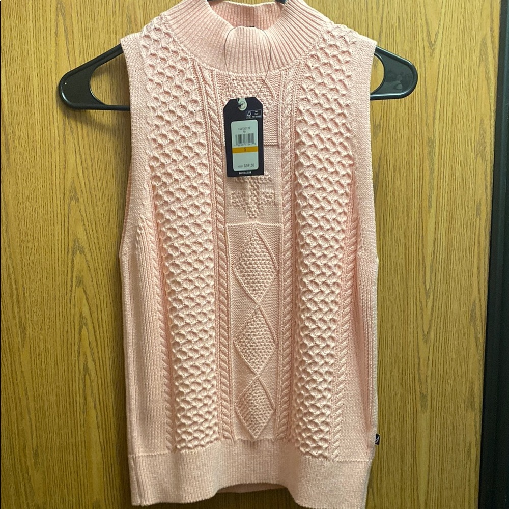 Cozy Pink Cowl Neck Naurica Sweater with Intricate Knit